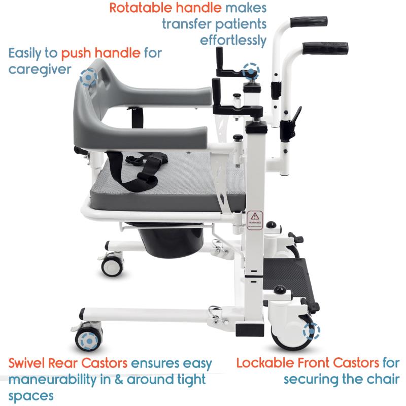 KosmoCare Premium Imported Patient Lift & Transfer Wheelchair For